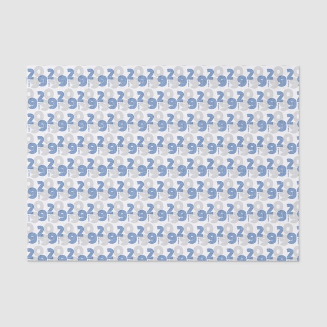 Blue Retro Big Numbers Class of Tissue Paper (Front)