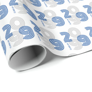 Blue Retro Big Numbers Class of Wrapping Paper