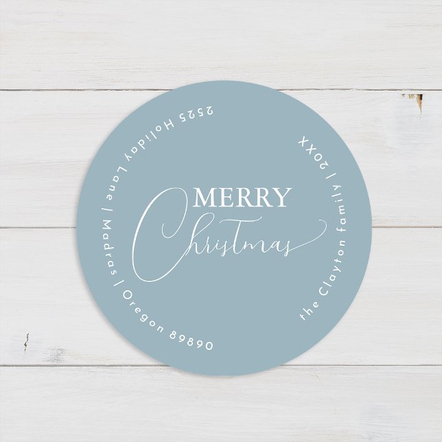Blue Retro Boho Minimalist Christmas Envelope Seal (Creator Uploaded)