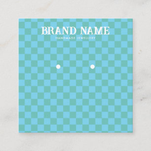 Blue Retro Bold Groovy Earrings Display Square Business Card
