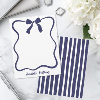 Blue Retro Bow Wavy Border Personalised