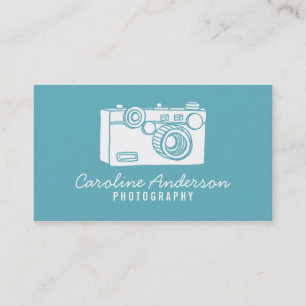 Blue Retro Camera Photographer Business Card