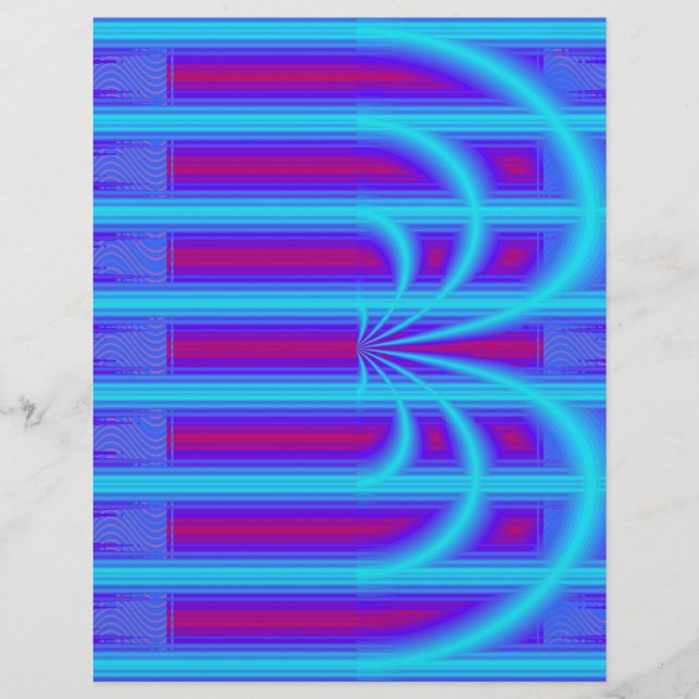 Blue Retro Cathedral Bulk Scrapbook Paper Pages (Front)