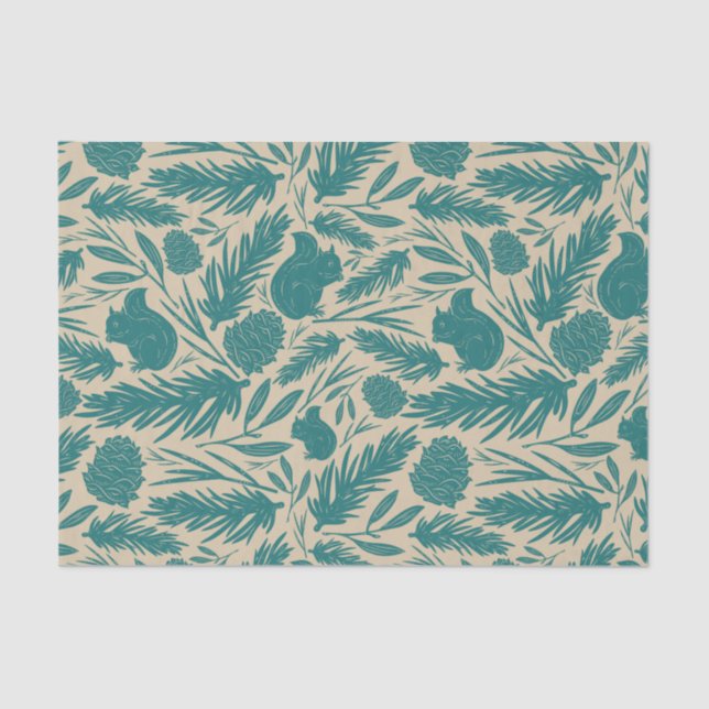 Blue Retro Cosy Christmas Charm Tissue Paper (Front)