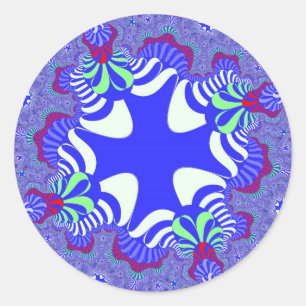 Blue Retro Cross Classic Round Sticker