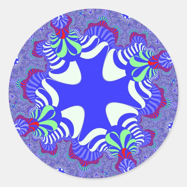 Blue Retro Cross Classic Round Sticker (Front)