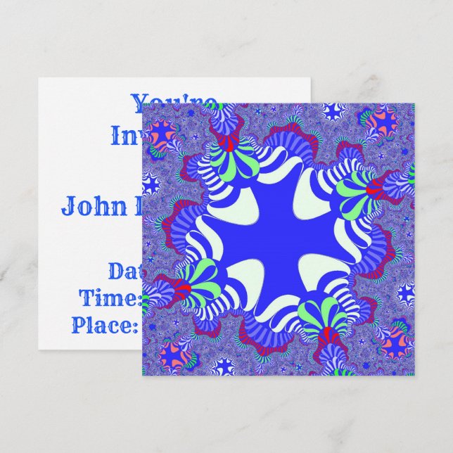 Blue Retro Cross Invitation (Front/Back)