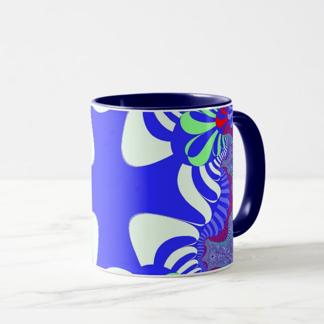 Blue Retro Cross Mug (Front Right)