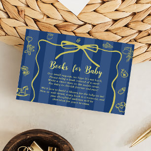 Blue Retro Cute Illustrated Books Baby Shower Enclosure Card