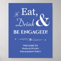 Blue Retro Eat Drink Be Engaged Engagement