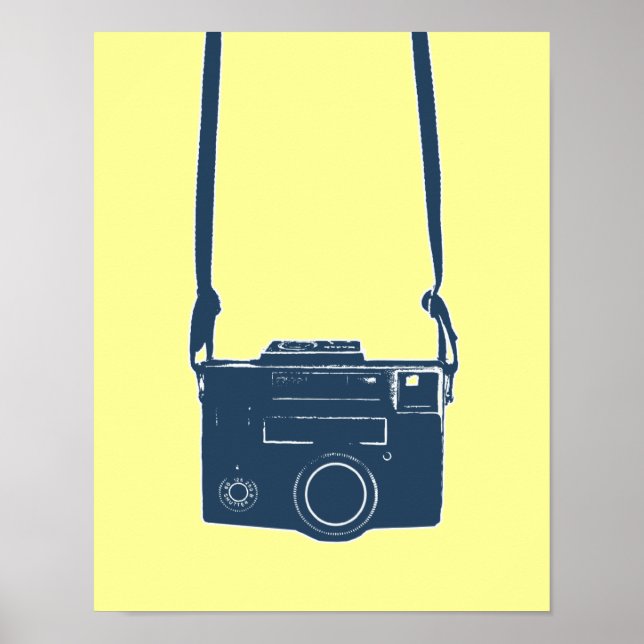 Blue Retro Film Camera Poster (Front)