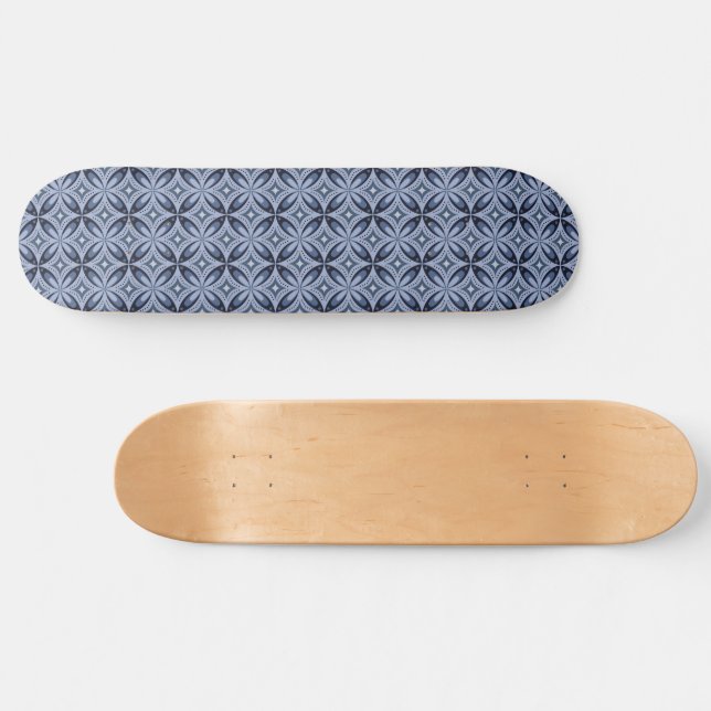 Blue Retro Geometric Pattern Skateboard (Horz)