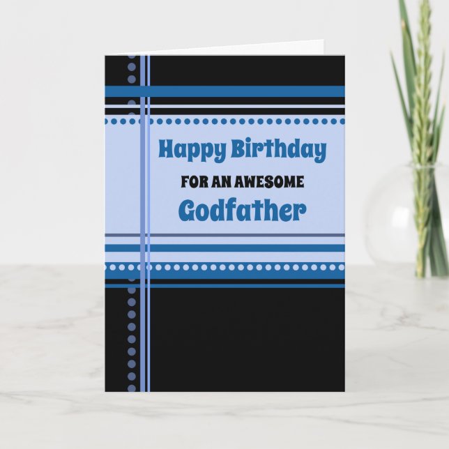 Blue Retro Godfather Birthday Card (Front)