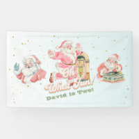 Blue Retro Groovy Santa Claus-Boy Birthday