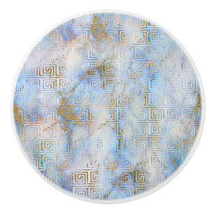 BLUE RETRO MARBLE CUSTOM CERAMIC KNOB