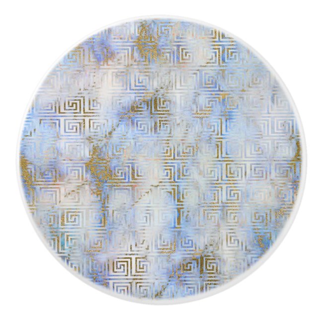 BLUE RETRO MARBLE CUSTOM CERAMIC KNOB (Front)