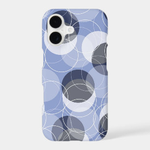 Blue Retro Mod Skinny Rings & Fat Dots Art Pattern