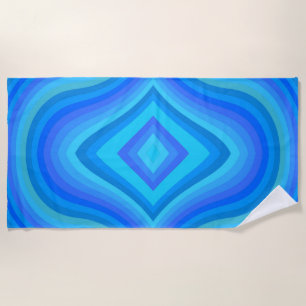 Blue Retro Pattern Beach Towel