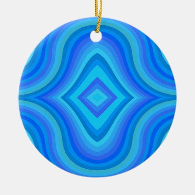Blue Retro Pattern Ceramic Ornament (Front)