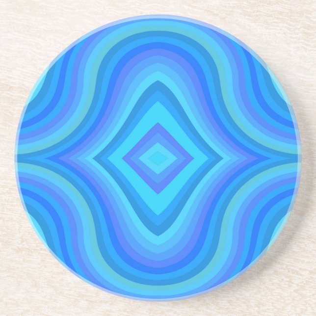 Blue Retro Pattern Coaster (Front)