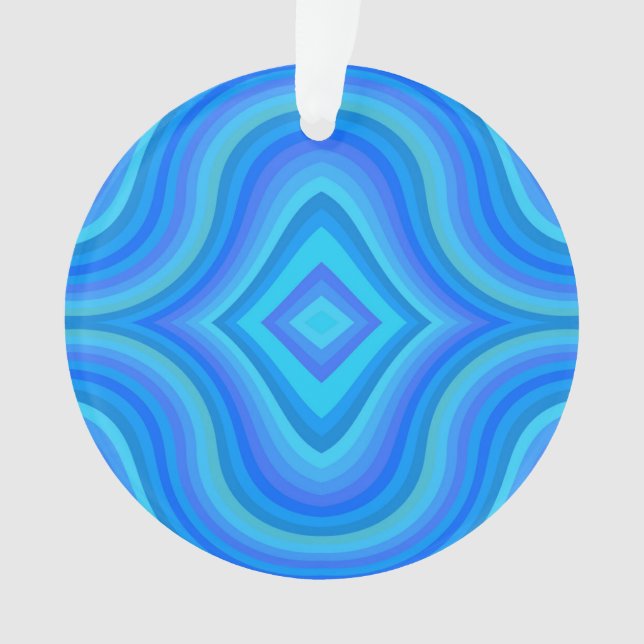 Blue Retro Pattern Ornament (Front)