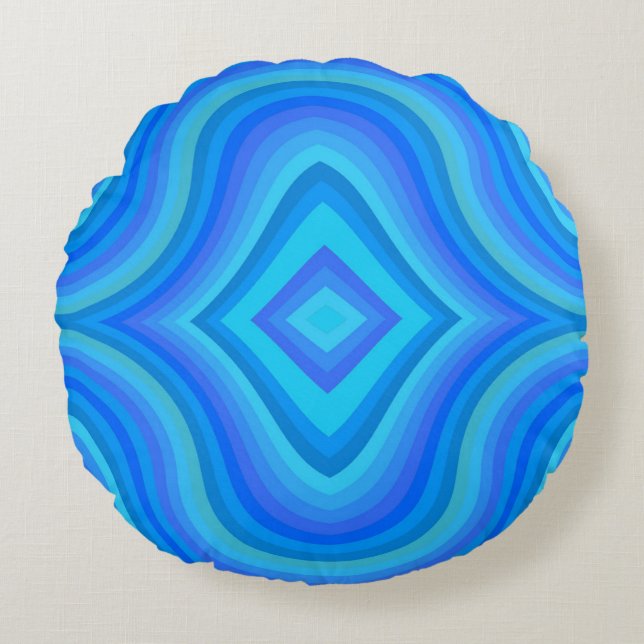 Blue Retro Pattern Round Cushion (Front)