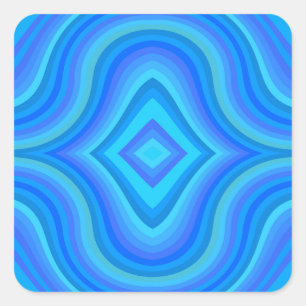 Blue Retro Pattern Square Sticker