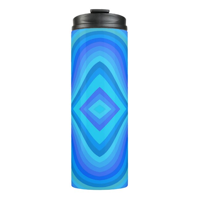 Blue Retro Pattern Thermal Tumbler (Front)