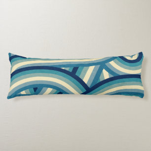Blue Retro Rainbow Stripes Pattern Body Cushion