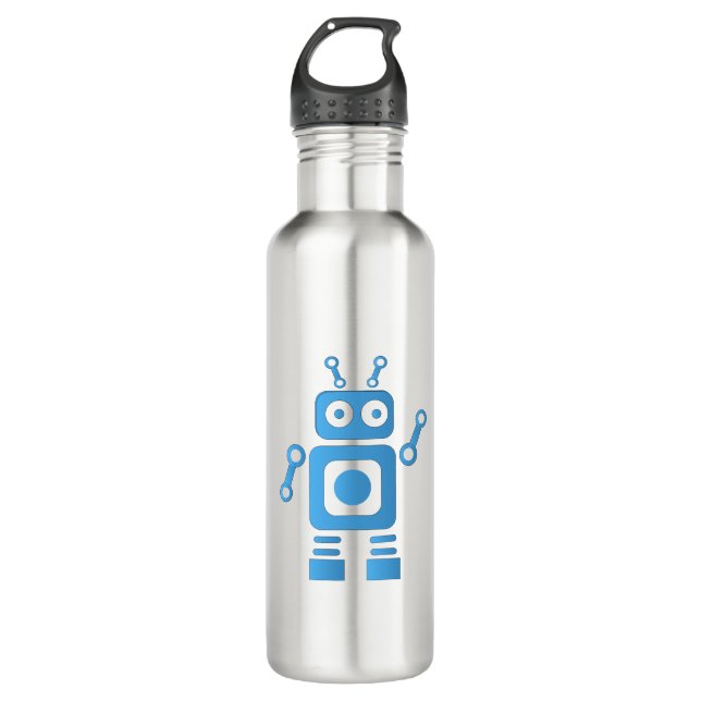 Blue Retro Robot 710 Ml Water Bottle (Front)