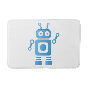 Blue Retro Robot Bath Mat