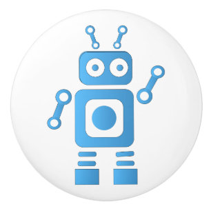 Blue Retro Robot Ceramic Knob