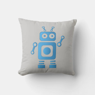 Blue Retro Robot Cushion