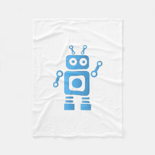 Blue Retro Robot Fleece Blanket