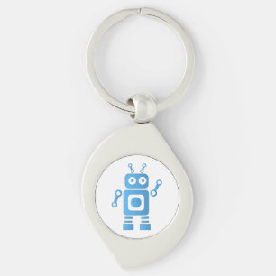 Blue Retro Robot Key Ring