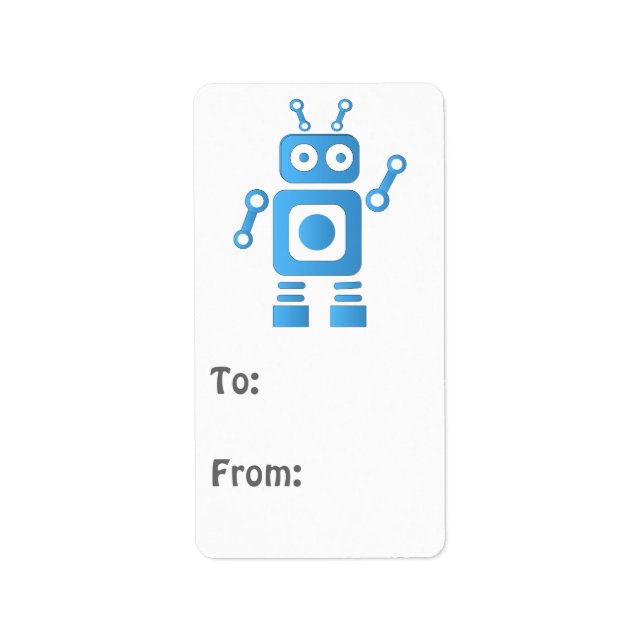 Blue Retro Robot Label (Front)