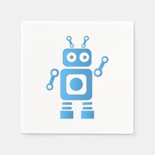 Blue Retro Robot Napkin