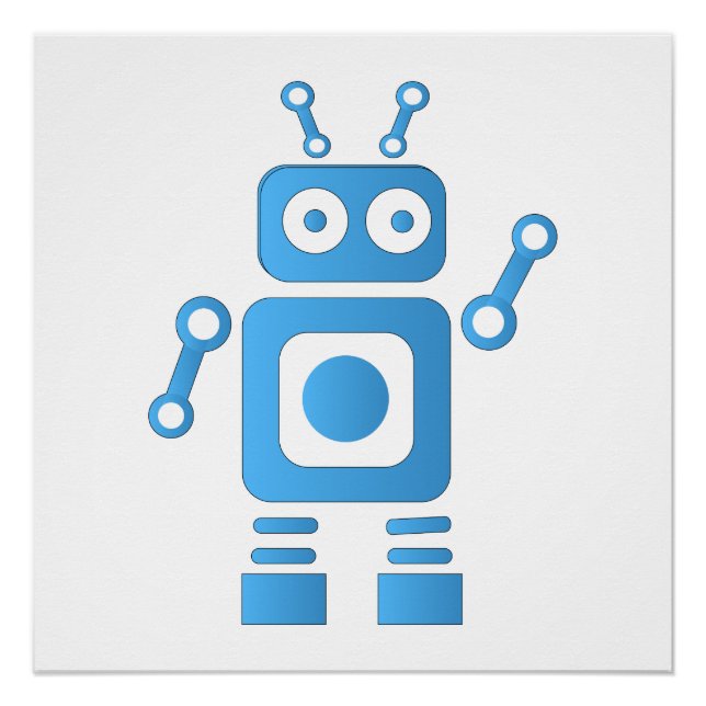 Blue Retro Robot Poster (Front)