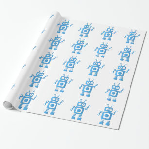 Blue Retro Robot Wrapping Paper