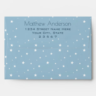 Blue Retro Rocket Ship Personalised Birthday Boy Envelope