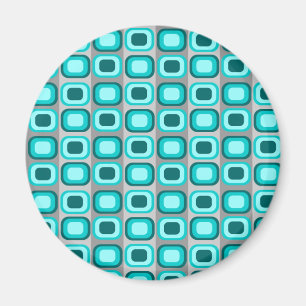 Blue Retro Squares Magnet