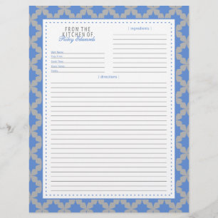 Blue Retro Star Recipe Page