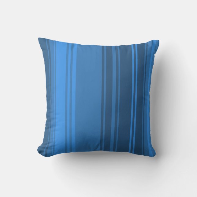Blue Retro Stripes Throw Pillow (Front)