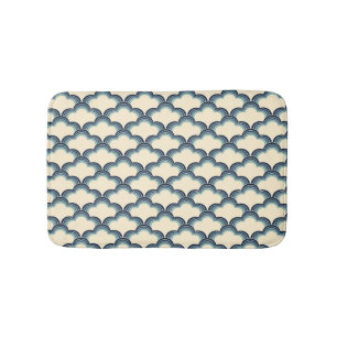 Blue retro style waves pattern bath mat