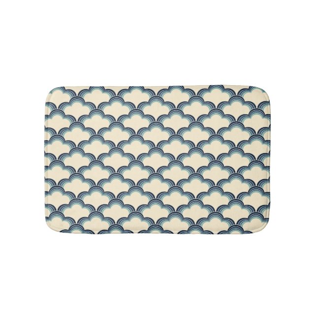 Blue retro style waves pattern bath mat (Front)