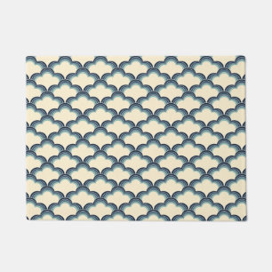 Blue retro style waves pattern doormat