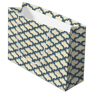 Blue retro style waves pattern large gift bag