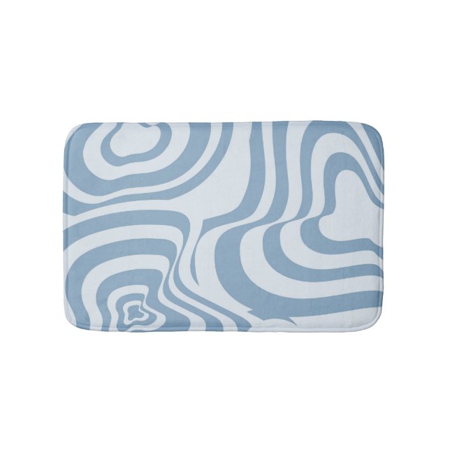 Blue Retro Swirl Groovy Y2K Pattern  Bath Mat (Front)