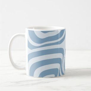Blue Retro Swirl Groovy Y2K Pattern Coffee Mug