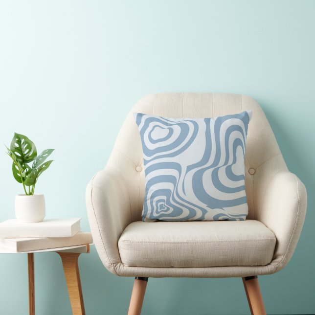 Blue Retro Swirl Groovy Y2K Pattern  Cushion (Chair)